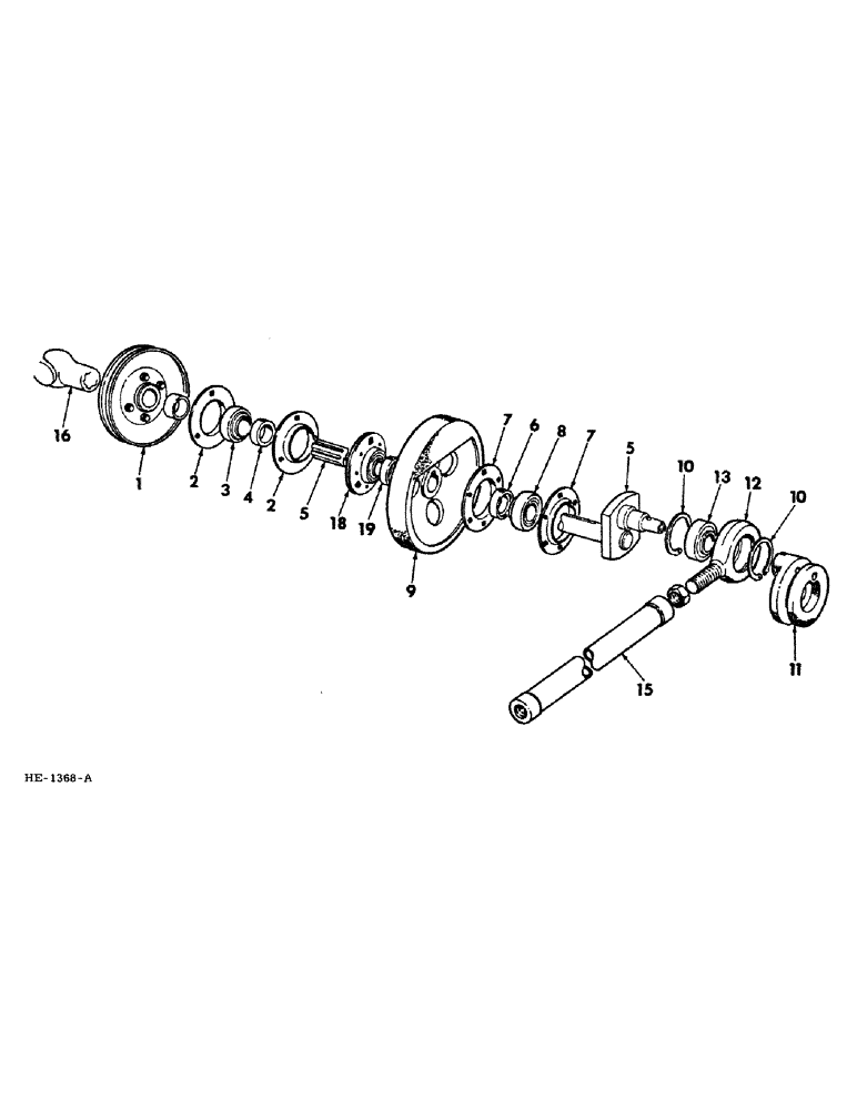 Схема запчастей Case IH 230 - (16-12) - PLATFORM, DRIVE SHAFT AND KNIFE PITMAN Platform