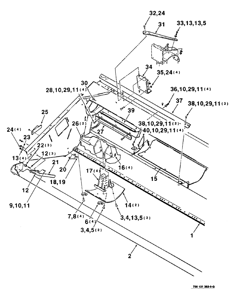 Схема запчастей Case IH 8360 - (7-06) - HEADER, LEAN BAR, AND SKID SHOE ASSEMBLY, RIGHT, 12 FOOT (09) - CHASSIS