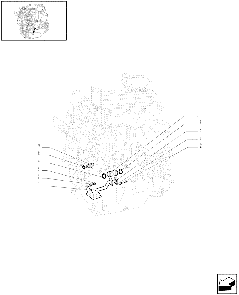 Схема запчастей Case IH JX90 - (0.30.5/07) - (VAR.319-747) TTF ENGINE TIER2 - PIPING ENGINE OIL (01) - ENGINE