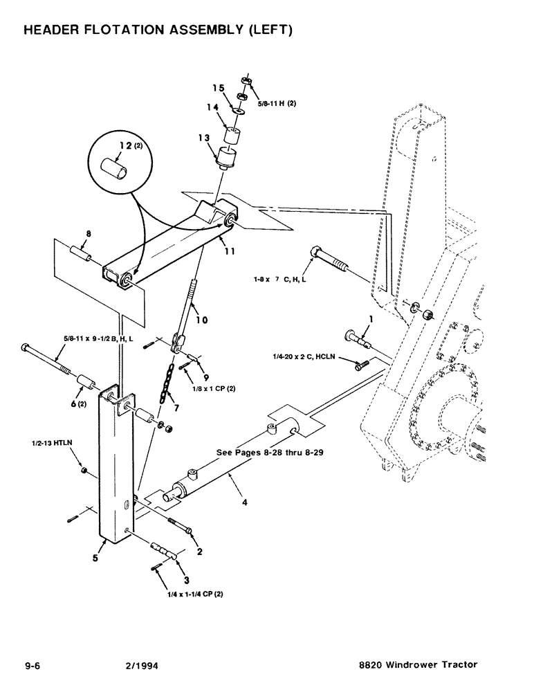 Схема запчастей Case IH 8820 - (9-06) - HEADER FLOTATION ASSEMBLY, LEFT (09) - CHASSIS/ATTACHMENTS