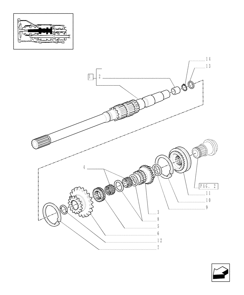 Схема запчастей Case IH JX90 - (1.28.1/01[01]) - (VAR.113-115) 20X12 TRANSMISSION WITH SYNCHRO SHUTTLE AND CREEPER - SHAFTS AND GEARS (03) - TRANSMISSION