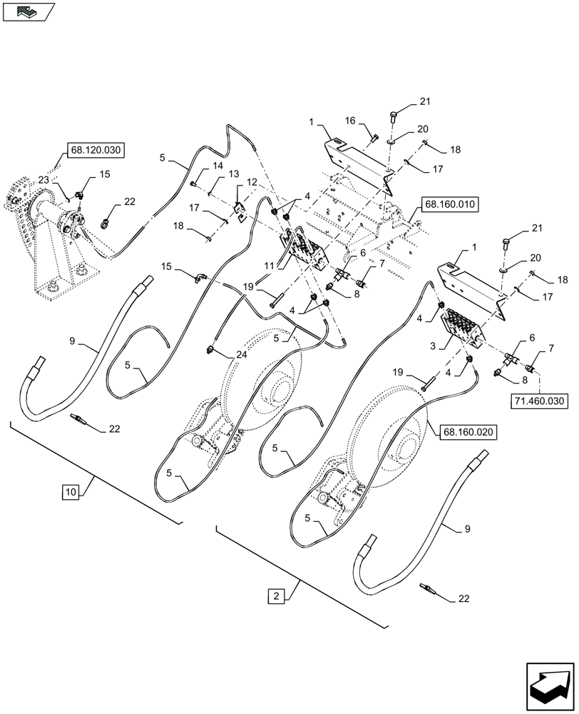 Схема запчастей Case IH LB434R - (71.460.010) - CENTRAL GREASING KNOTTER (71) - LUBRICATION SYSTEM