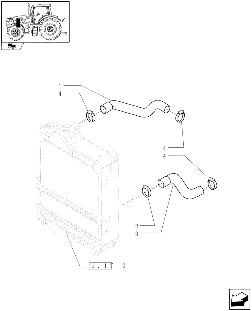 Схема запчастей Case IH MAXXUM 115 - (1.17.2[02]) - COOLING - RADIATOR HOSES (02) - ENGINE EQUIPMENT