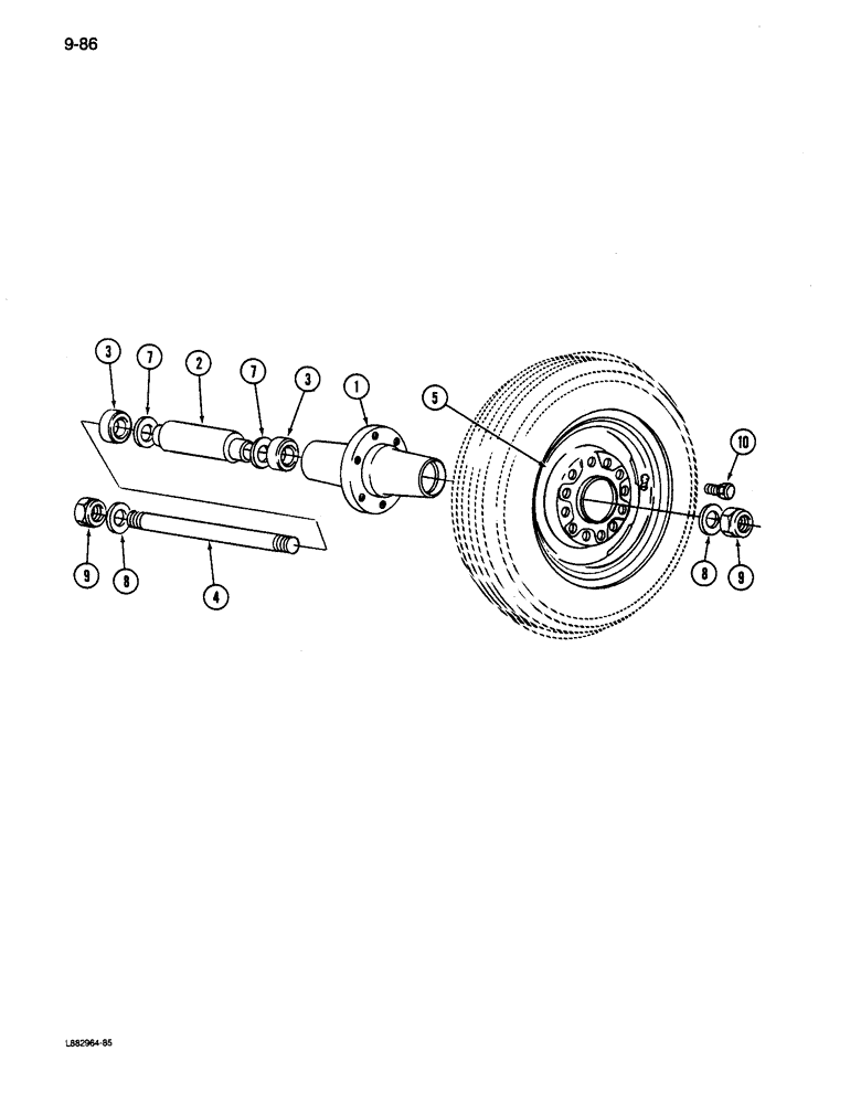 Схема запчастей Case IH 6200 - (9-086) - CASTER WHEEL AND AXLE ENDWISE TRANSPORT, FOURTH DRILL (09) - CHASSIS/ATTACHMENTS