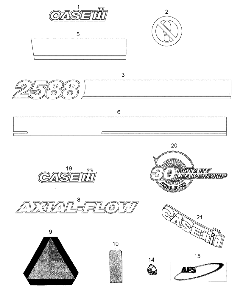 Схема запчастей Case IH 2588 - (90.108.01) - DECALS (90) - PLATFORM, CAB, BODYWORK AND DECALS