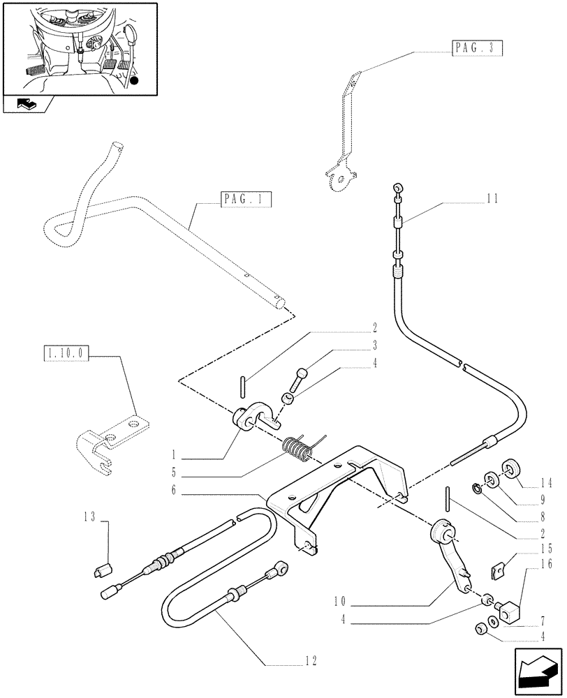 Схема запчастей Case IH FARMALL 85C - (1.92.10/01[02]) - THROTTLE CONTROL LINKAGE - L/CAB (10) - OPERATORS PLATFORM/CAB