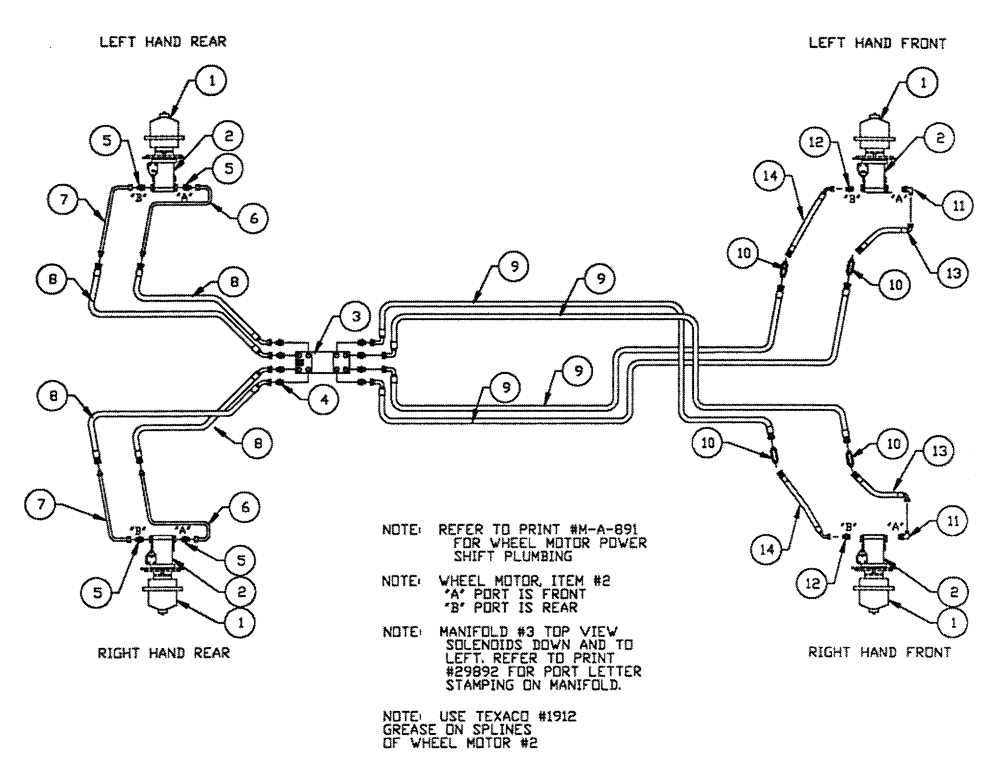 Схема запчастей Case IH PATRIOT NT - (05-006) - HYDRAULIC PLUMBING - WHEEL MOTORS Hydraulic Plumbing