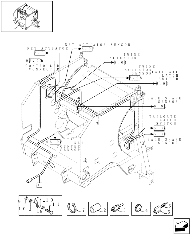 Схема запчастей Case IH RBX341 - (06.05[01]) - ELECTRIC WIRE, BALE COMMAND TM (06) - ELECTRICAL SYSTEMS