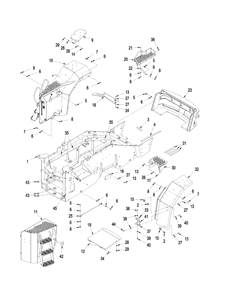 Схема запчастей Case IH STEIGER 485 - (09-29) - FRONT FRAME, WHEEL TRACTOR, STEIGER 485 (09) - CHASSIS