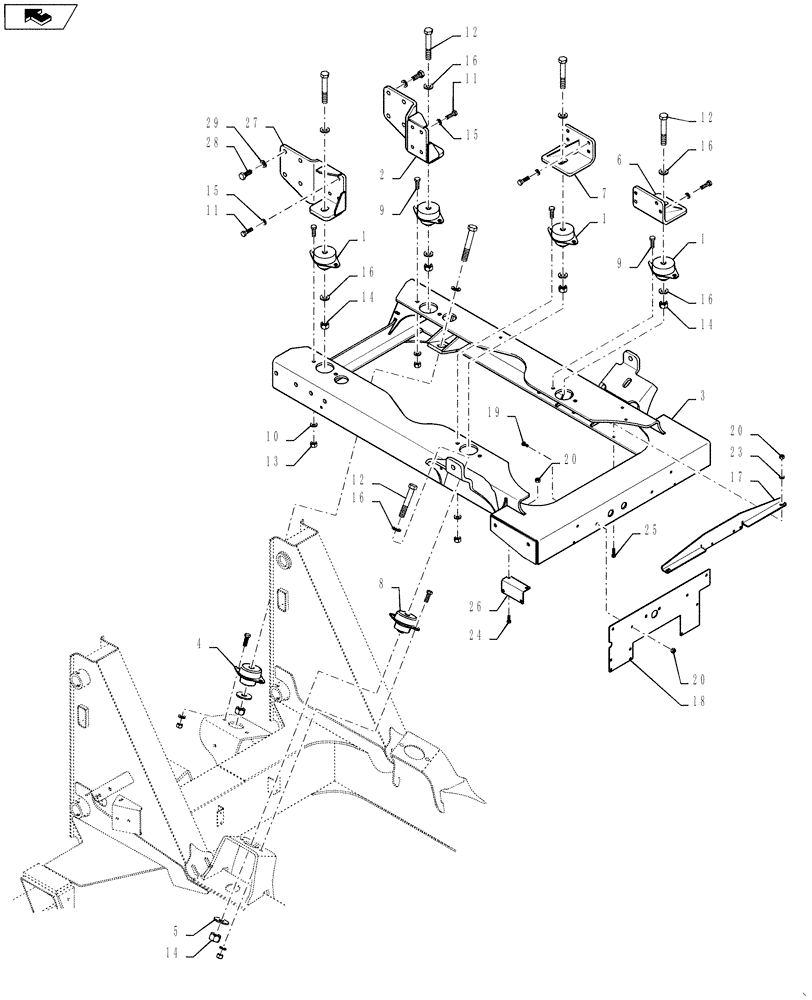 Схема запчастей Case IH 4420 - (03-030) - ENGINE MOUNTING GROUP (01) - ENGINE