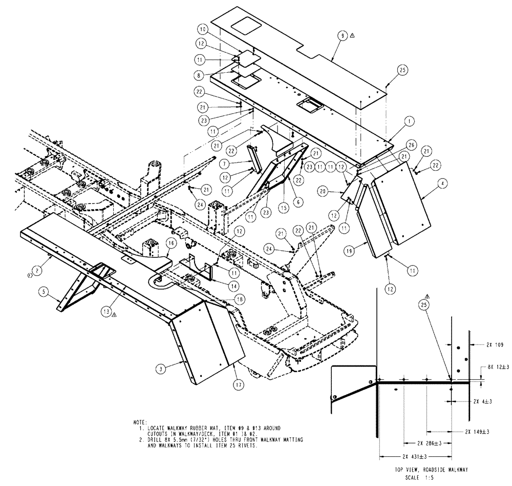 Схема запчастей Case IH FLX4010 - (04-017) - WALKWAY GROUP Frame & Suspension