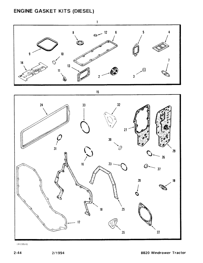 Схема запчастей Case IH 8820 - (2-44) - ENGINE GASKET KITS, DIESEL (02) - ENGINE