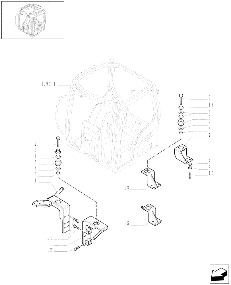 Схема запчастей Case IH MXU115 - (1.92.6) - CAB SUPPORTS (10) - OPERATORS PLATFORM/CAB