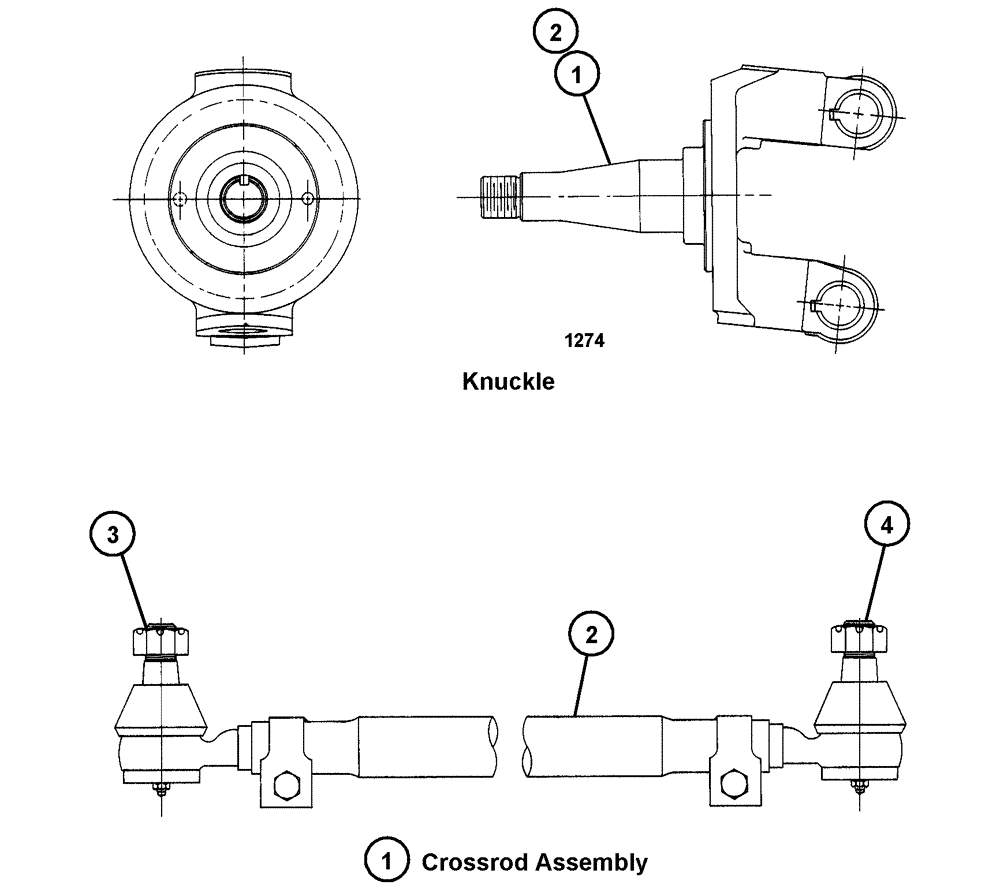 Схема запчастей Case IH 4300 - (04-003) - FRONT AXLE - KNUCKLES AND CROSSROD Frame & Suspension