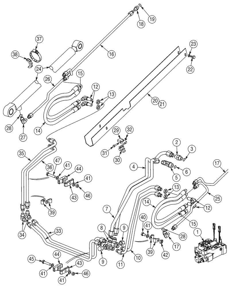 Схема запчастей Case IH 95XT - (08-02) - HYDRAULICS, LOADER LIFT (NORTH AMERICA JAF0311357- / EUROPE JAF0274360-) (08) - HYDRAULICS