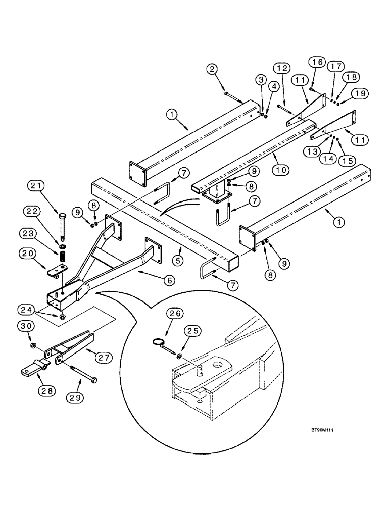 Схема запчастей Case IH 955 - (9C-20) - REAR TRAILING TANK HITCH, USED W/BULK DRY FERTILIZER CART - 12 & 16 NARROW - FRONT FOLD (09) - CHASSIS/ATTACHMENTS