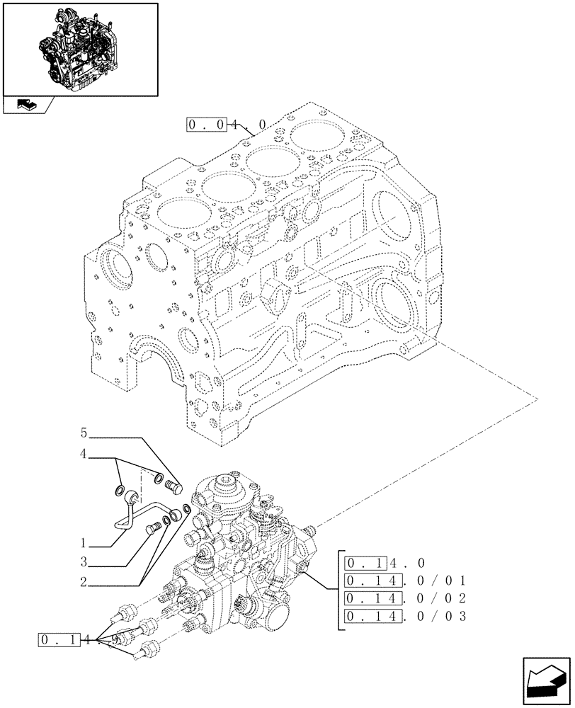 Схема запчастей Case IH FARMALL 95U - (0.14.6) - INJECTION EQUIPMENT - PIPING (01) - ENGINE