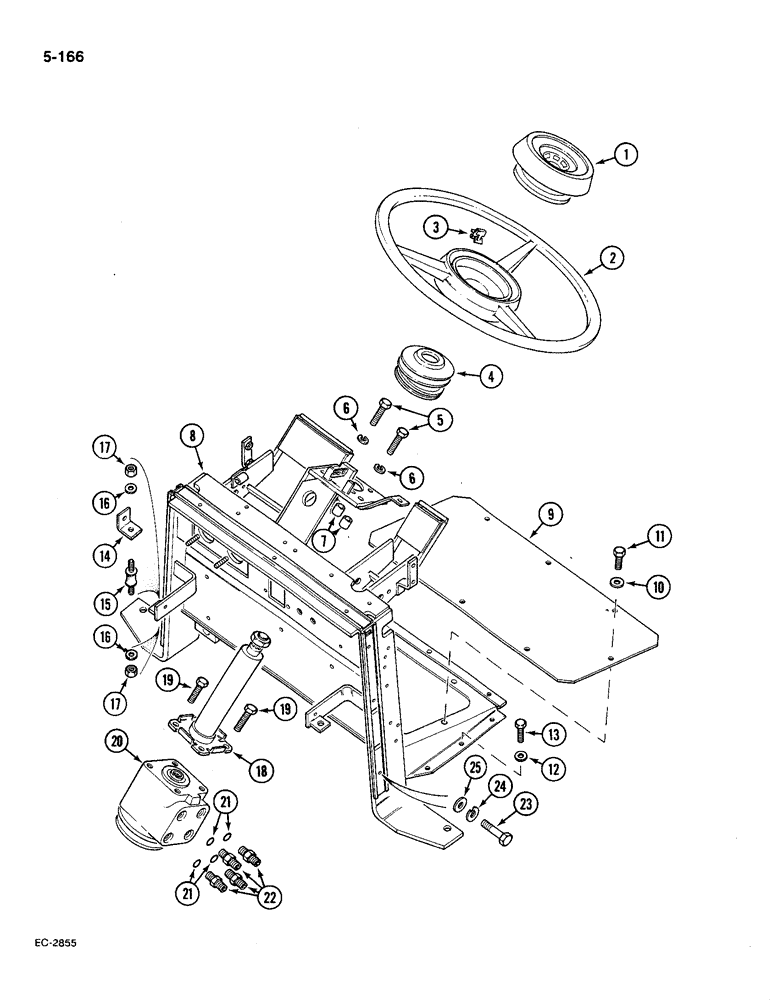 Схема запчастей Case IH 585 - (5-166) - STEERING WHEEL, SUPPORT AND VALVE, WITH CAB (05) - STEERING