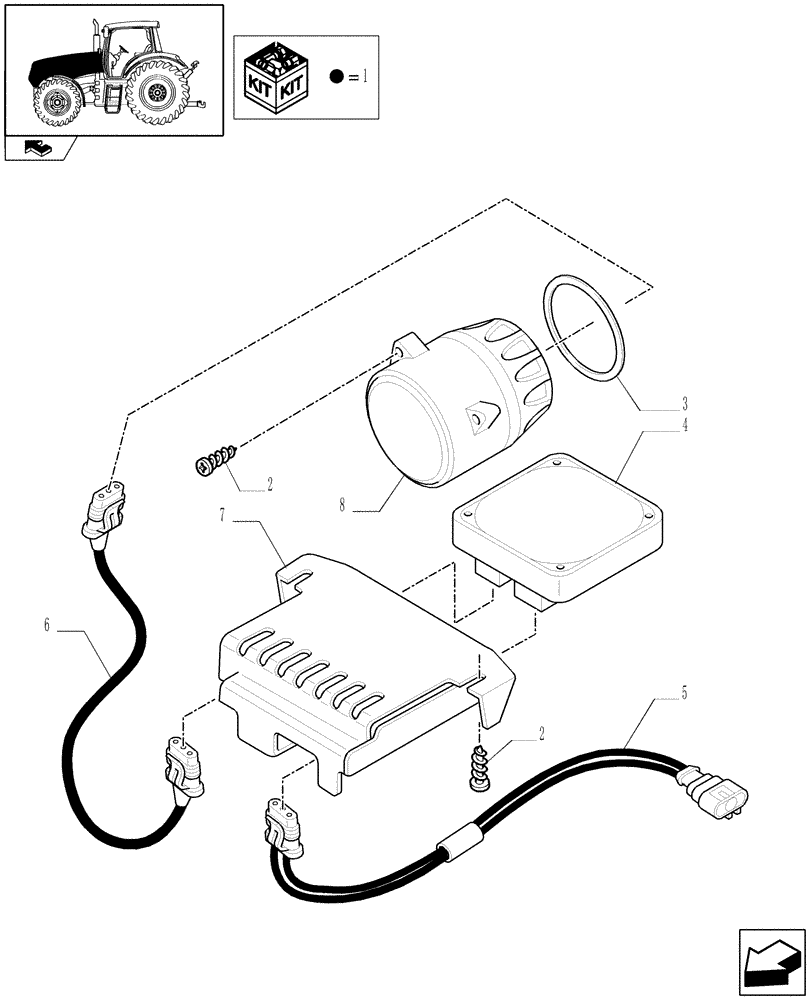 Схема запчастей Case IH PUMA 195 - (1.75.7/05 ) - (VAR.125) WORK LIGHTS / XENON HID - HOOD MOUNTED (06) - ELECTRICAL SYSTEMS