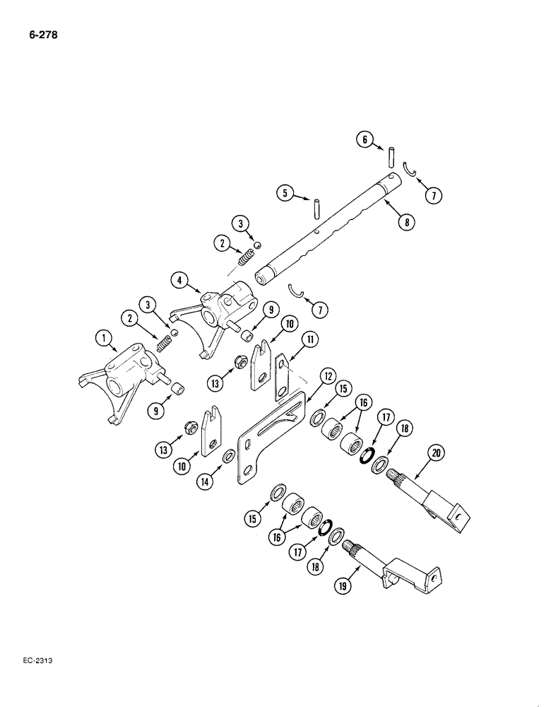 Схема запчастей Case IH 585 - (6-278) - RANGE SHIFT MECHANISM (06) - POWER TRAIN