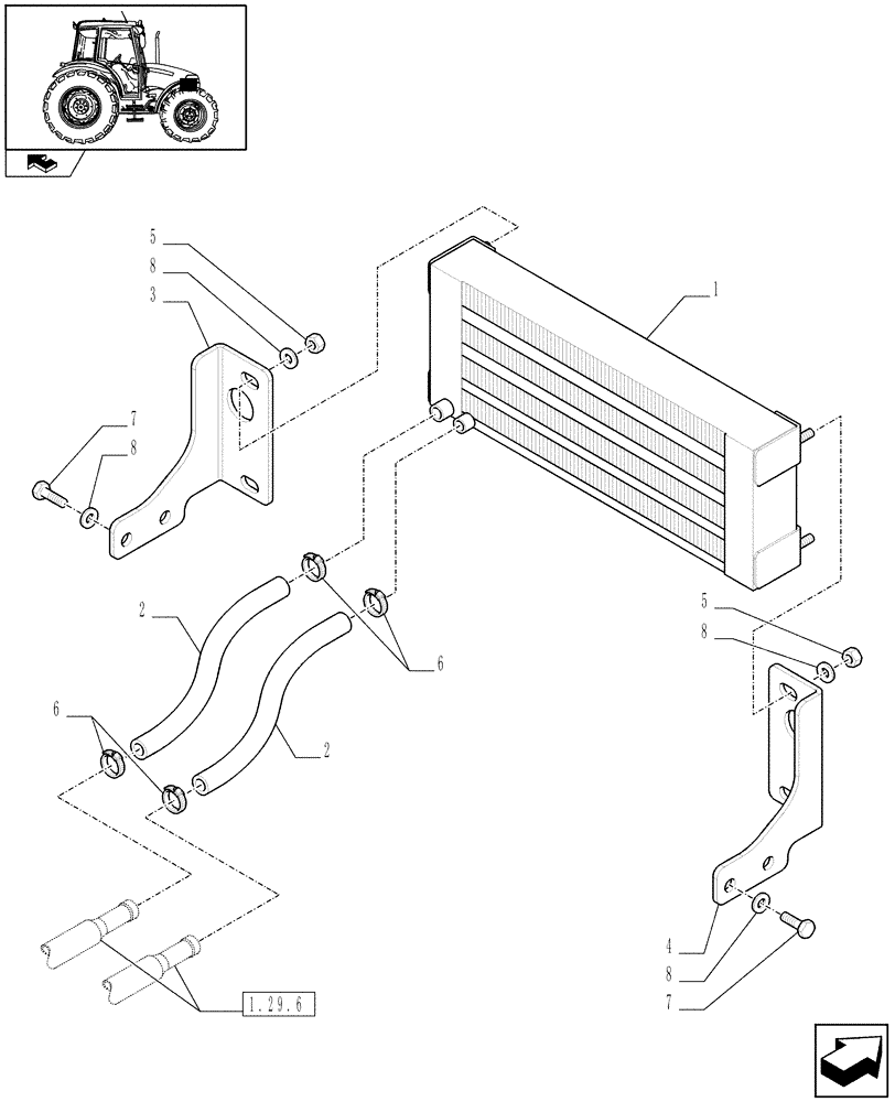 Схема запчастей Case IH FARMALL 80 - (1.27.7) - POWER SHUTTLE E SERVO PTO FOR DIFF.LOCK - OIL COOLER (VAR.330120-331120) (03) - TRANSMISSION