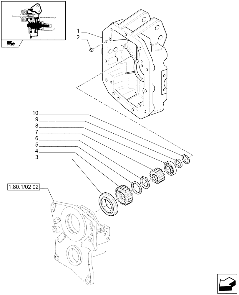 Схема запчастей Case IH PUMA 195 - (1.80.1/02[03]) - (VAR.809) PTO 540/1000 RPM WITH INTERCHANGABLE SHAFTS - COVER AND GEARS (07) - HYDRAULIC SYSTEM