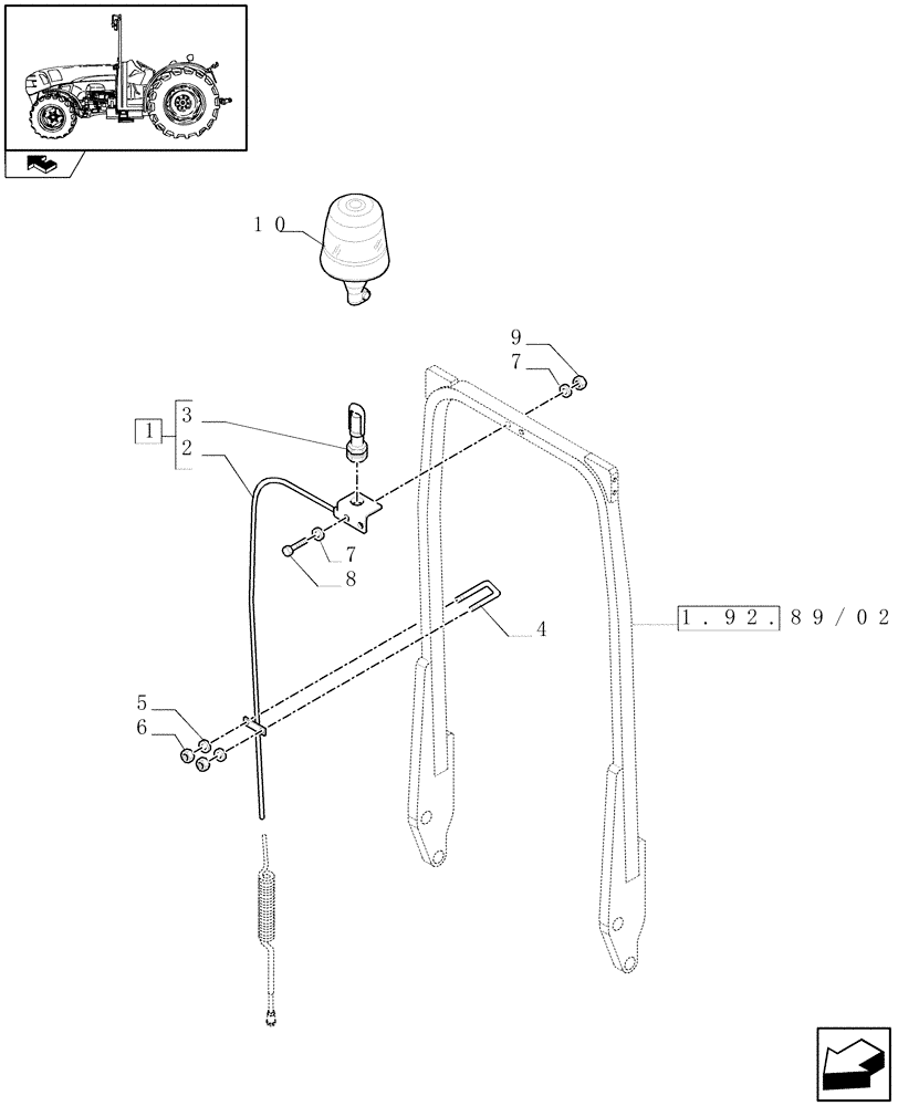 Схема запчастей Case IH FARMALL 105V - (1.92.762[02]) - ROTATING BEACON - L/CAB (VAR.331916) (10) - OPERATORS PLATFORM/CAB