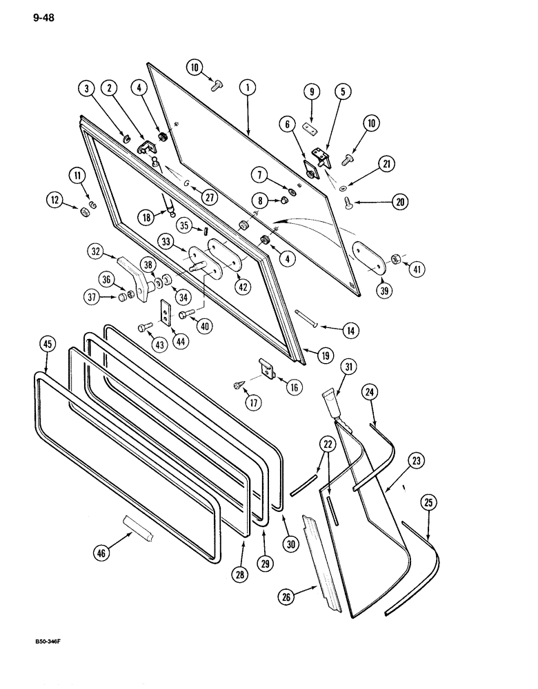 Схема запчастей Case IH 995 - (9-048) - CAB, REAR WINDOWS (09) - CHASSIS/ATTACHMENTS