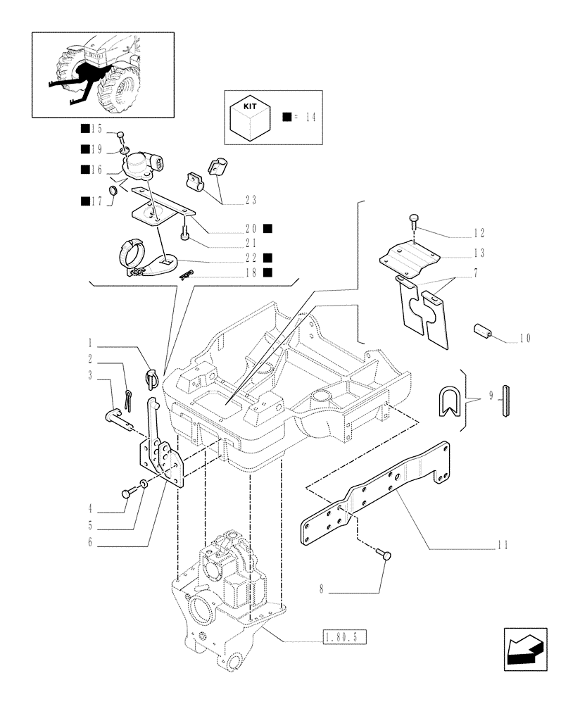 Схема запчастей Case IH MXM155 - (1.21.1/05) - (VAR.780-781) LIFT AND FRONT PTO (WITH 6-21 SPLINES) CCLS - GUARDS FOR FRONT AXLE SUPPORT (03) - TRANSMISSION