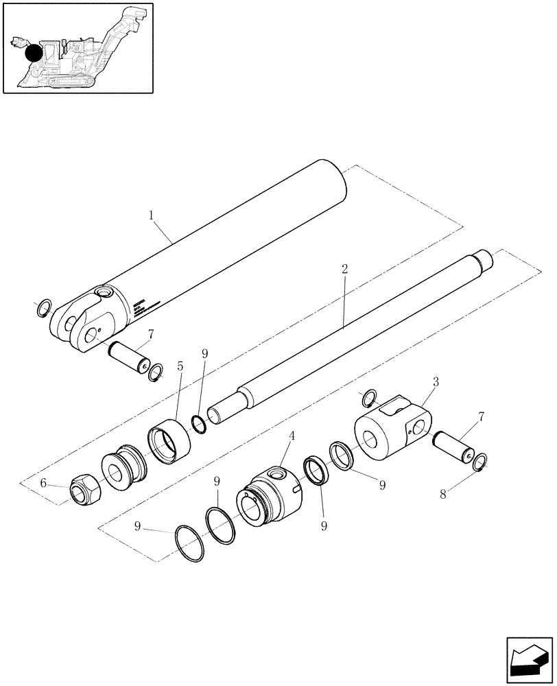 Схема запчастей Case IH A4000 - (B02.01[01]) - HYDRAULIC CYLINDER (TOPPER) Hydraulic Components & Circuits