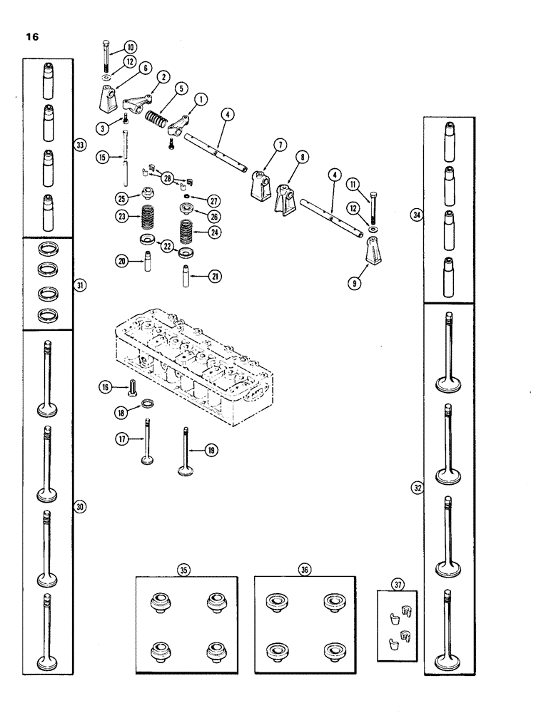 Схема запчастей Case IH 201 - (16) - VALVE MECHANISM 