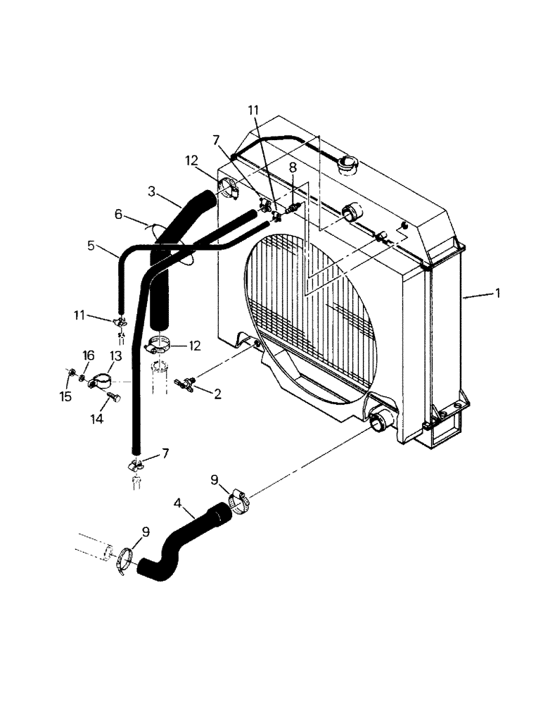 Схема запчастей Case IH CM325 - (04-21B) - RADIATOR AND HOSES, KOMATSU ENGINE (04) - Drive Train