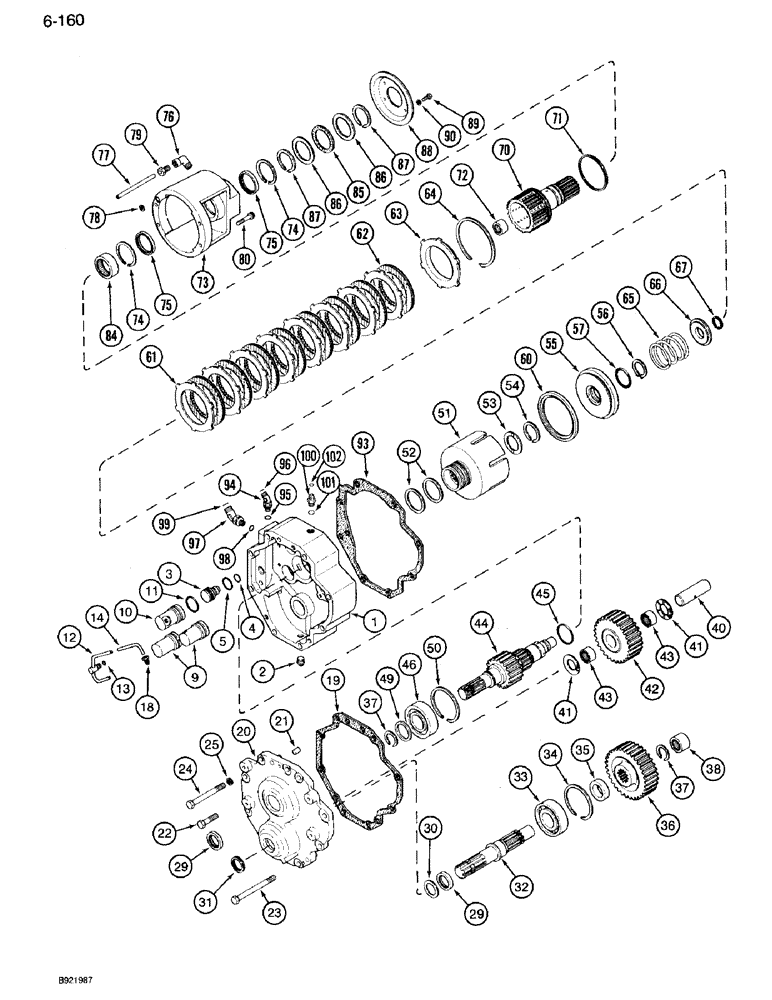 Схема запчастей Case IH 7110 - (6-160) - PTO ASSEMBLY, DUAL SPEED - 540 AND 1000 RPM, IF EQUIPPED (06) - POWER TRAIN