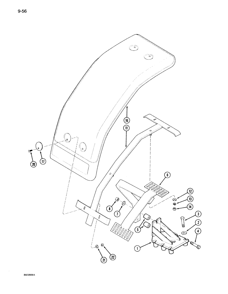 Схема запчастей Case IH 7140 - (9-056) - FRONT FENDERS, MFD TRACTOR, P.I.N. JJA0021779 AND AFTER (09) - CHASSIS/ATTACHMENTS