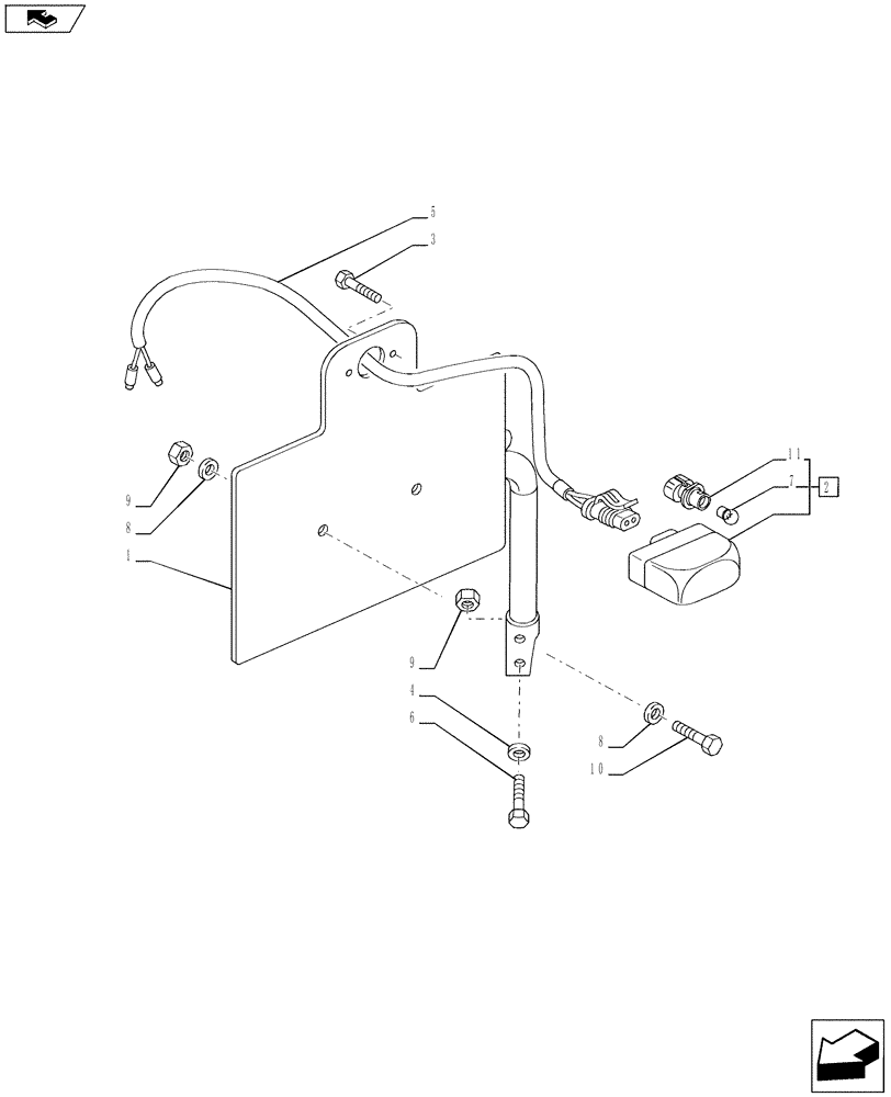 Схема запчастей Case IH PUMA 230 - (55.404.05) - FENDER MOUNTED LICENSE PLATE - REAR LICENSE PLATE LIGHT (VAR.720965) (55) - ELECTRICAL SYSTEMS