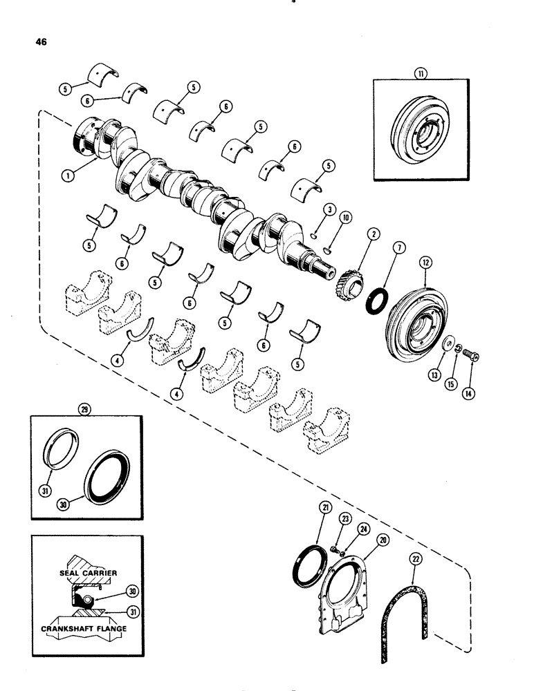 Схема запчастей Case IH 1070 - (0046) - CRANKSHAFT, 451B DIESEL ENGINE (02) - ENGINE