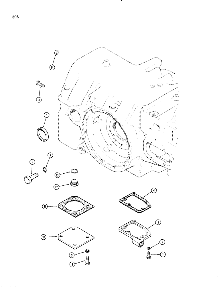 Схема запчастей Case IH 1270 - (306) - TRANSMISSION COVERS, WITHOUT HITCH (06) - POWER TRAIN