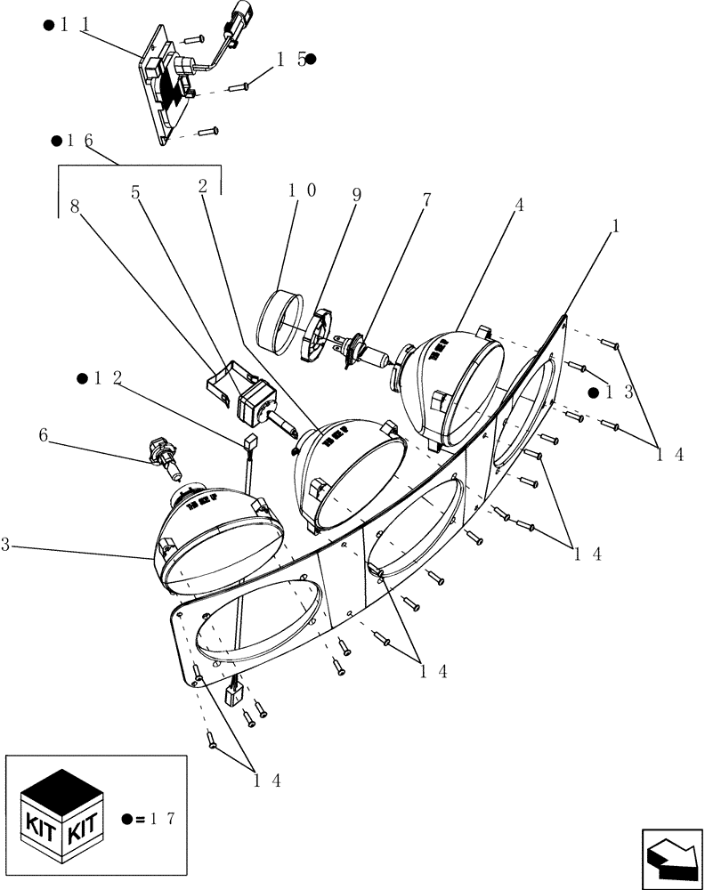 Схема запчастей Case IH 5130 - (55.510.13) - CAB WORK LIGHTS - HID (55) - ELECTRICAL SYSTEMS