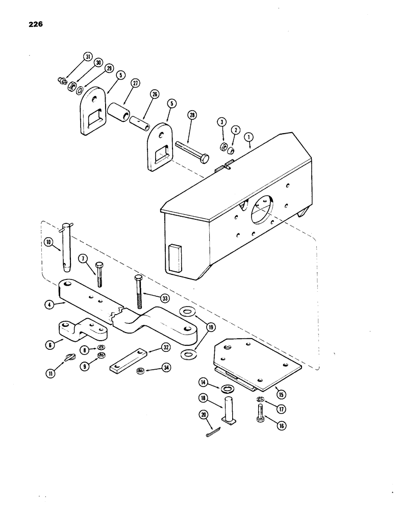 Схема запчастей Case IH 1270 - (226) - DRAWBAR, WITHOUT HITCH (08) - HYDRAULICS