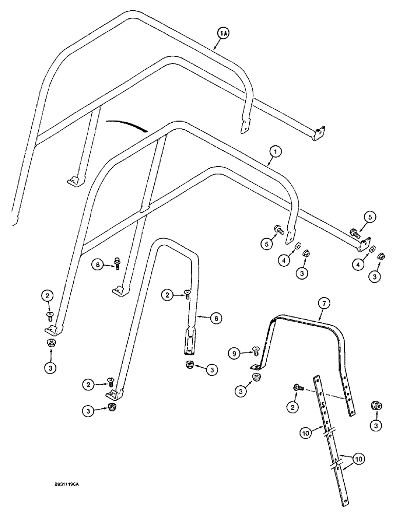 Схема запчастей Case IH 1666 - (9H-12) - SERVICE DECK HAND RAILS (12) - CHASSIS