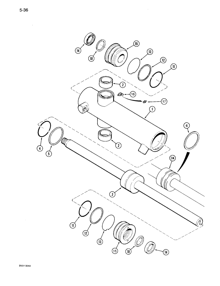 Схема запчастей Case IH 7120 - (5-36) - STEERING CYLINDER ASSEMBLY, TWO WHEEL DRIVE (05) - STEERING