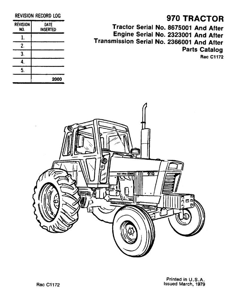 Схема запчастей Case IH 970 - (001) - 970 TRACTOR (00) - PICTORIAL INDEX