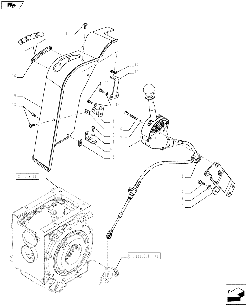 Схема запчастей Case IH FARMALL 65C - (31.101.0202) - PTO CONTROL EXTERNAL LEVER - PTO CONTROLS - L/CAB (VAR.330837-332837-333837 / 743567) (31) - IMPLEMENT POWER TAKE OFF