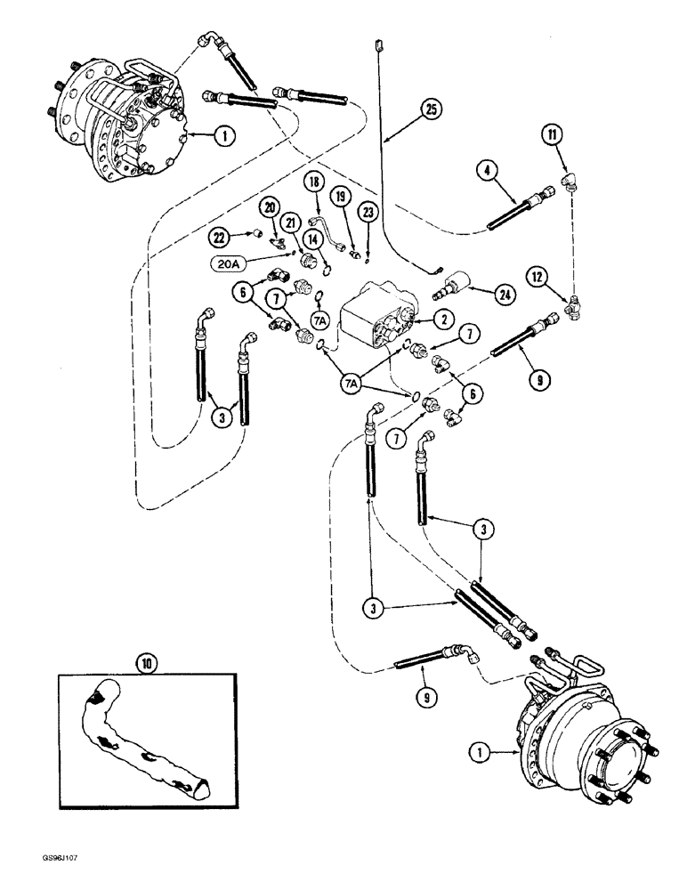 Схема запчастей Case IH 1660 - (5-70) - AXLE HYDRAULIC MOTOR SYSTEM, POWER GUIDE AXLE, P.I.N. JJC0036301 & AFTER (04) - STEERING