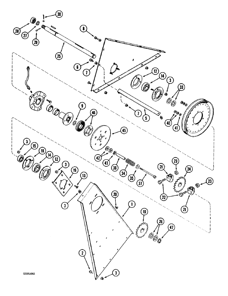 Схема запчастей Case IH 1682 - (9-072) - ELEVATOR JACKSHAFT (09) - CHASSIS ATTACHMENTS