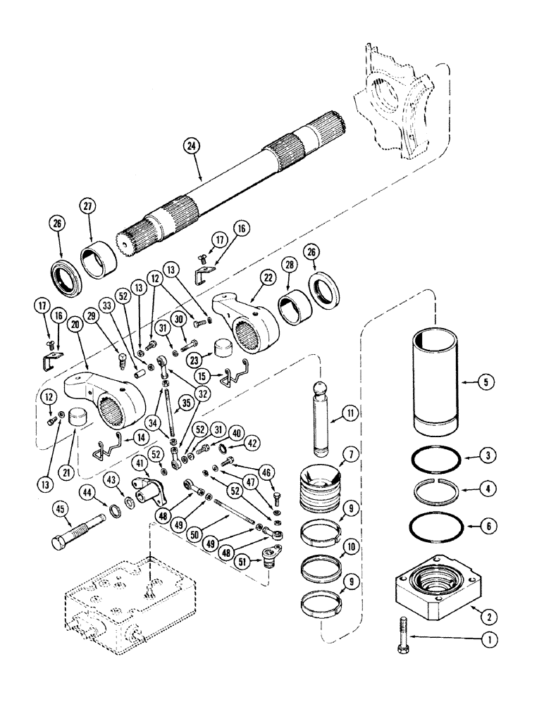 Схема запчастей Case IH 2394 - (8-112) - HITCH SYSTEM, ROCKSHAFT, POWER ARMS AND PISTONS (08) - HYDRAULICS