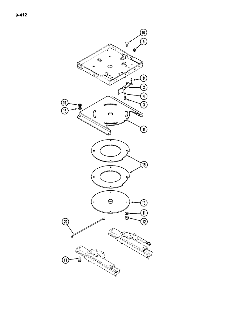 Схема запчастей Case IH 2094 - (9-412) - SEAT SWIVEL KIT (09) - CHASSIS/ATTACHMENTS