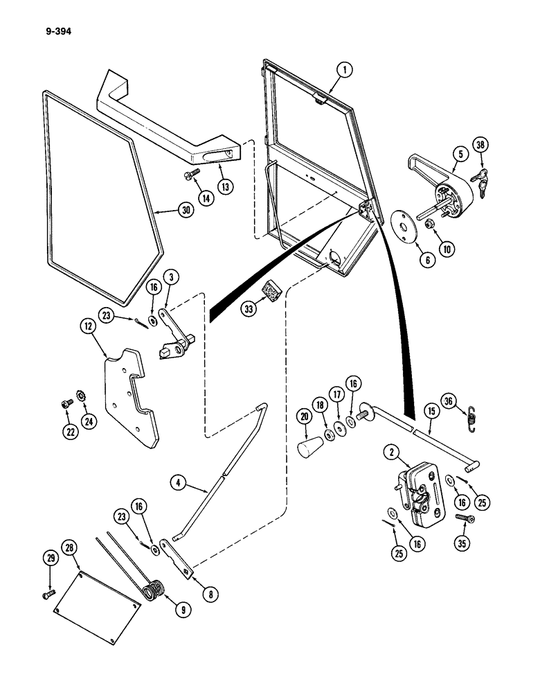 Схема запчастей Case IH 4994 - (9-394) - CAB, DOOR ASSEMBLY (09) - CHASSIS/ATTACHMENTS