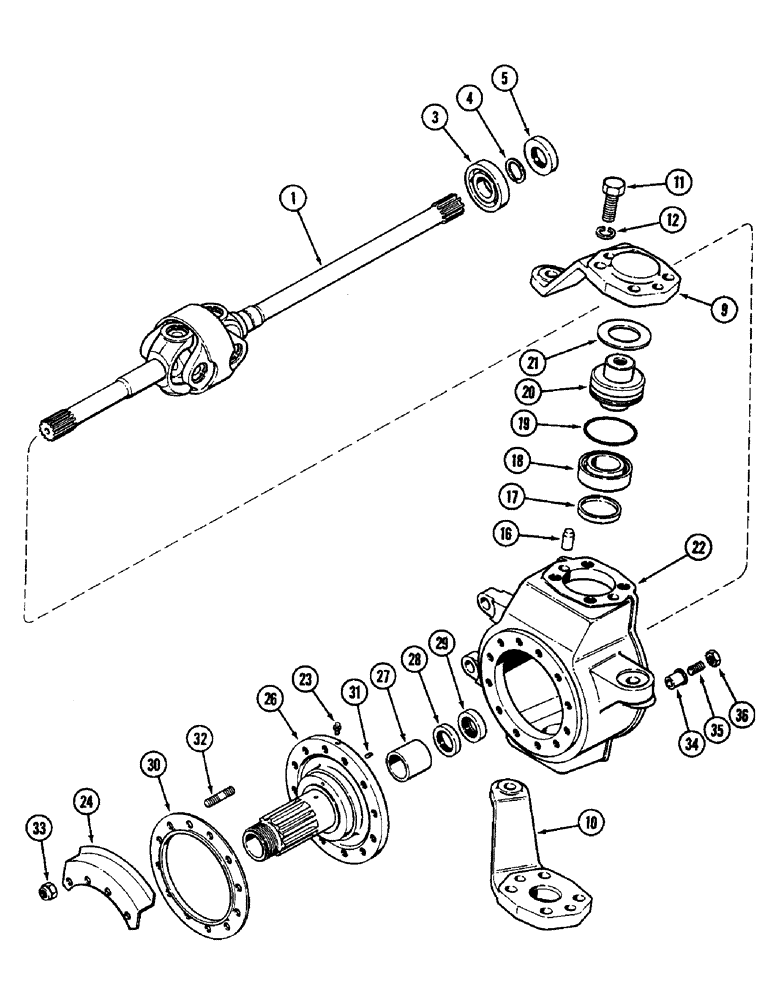 Схема запчастей Case IH 3294 - (5-142) - FRONT AXLE, UNIVERSAL JOINT AND STUB AXLE, CARRARO AXLE (05) - STEERING