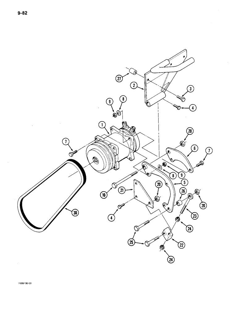 Схема запчастей Case IH 9150 - (9-82) - AIR CONDITIONING, COMPRESSOR MOUNTING AND DRIVE (09) - CHASSIS/ATTACHMENTS